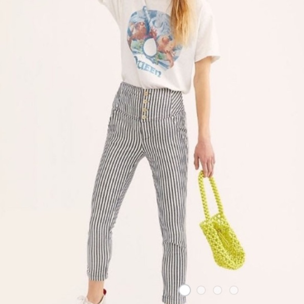 Free people stripe high rise pants